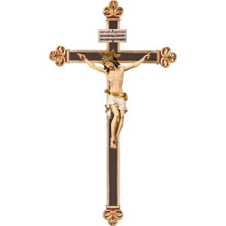 Cristo Pisa en cruz barroca con Titulus Crucis en hebreo - latín - griego